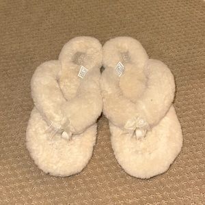UGG Fluff Shearling Flip Flop Ivory Slipper Size 11